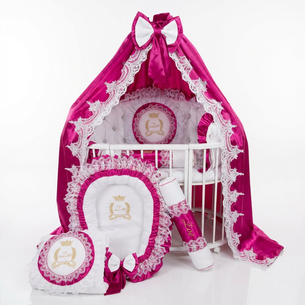 Hot Pink Glam Baby Girl Nursery Crib Bedding full Set