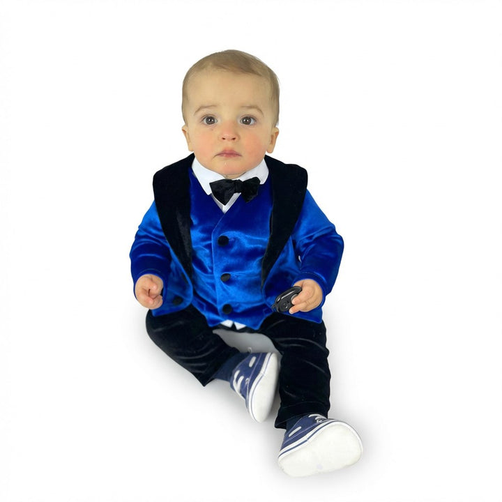 Baby Boy Velvet Tuxedo with Royal Blue Jacket