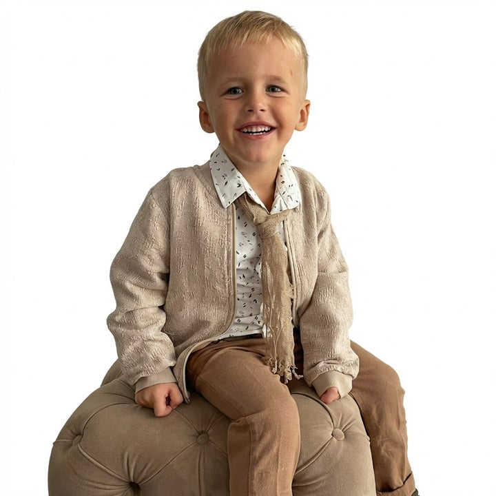 Elegant Boys Formal Suit – Handmade Beige Toddler Outfit