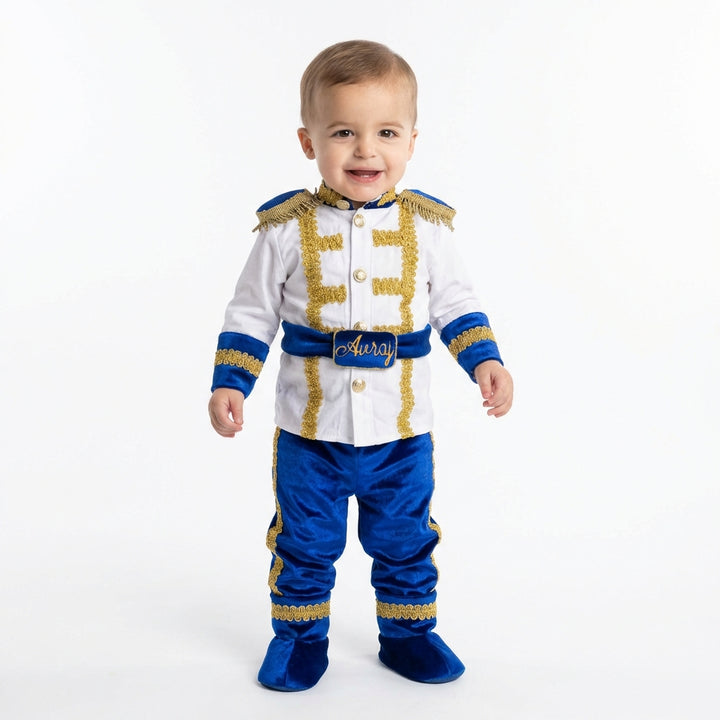 Royal Blue Velvet Baby Boy Birthday Suit – Personalized