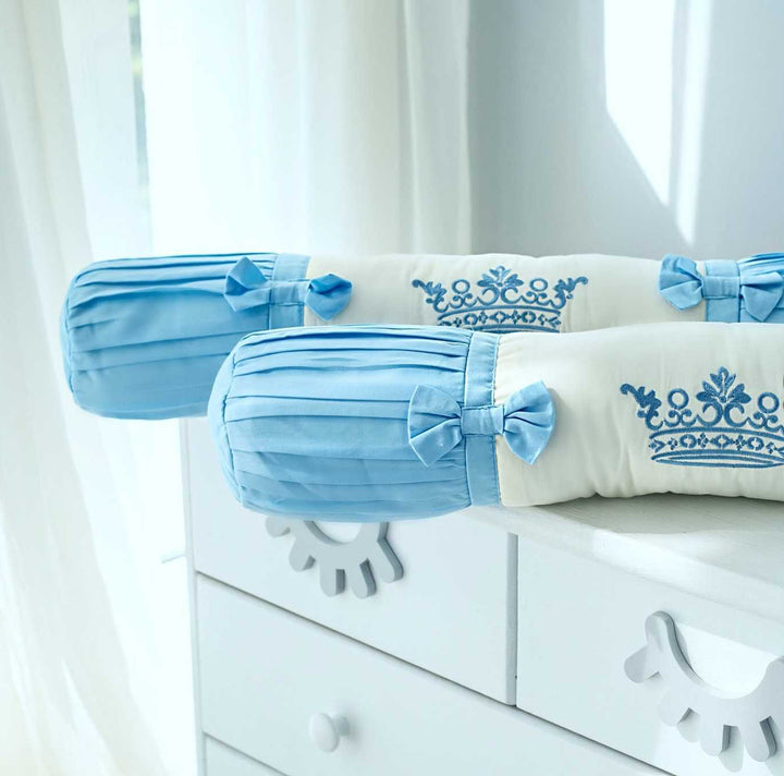 Luxury Light Blue Baby Crib Bedding Set with Embroidery