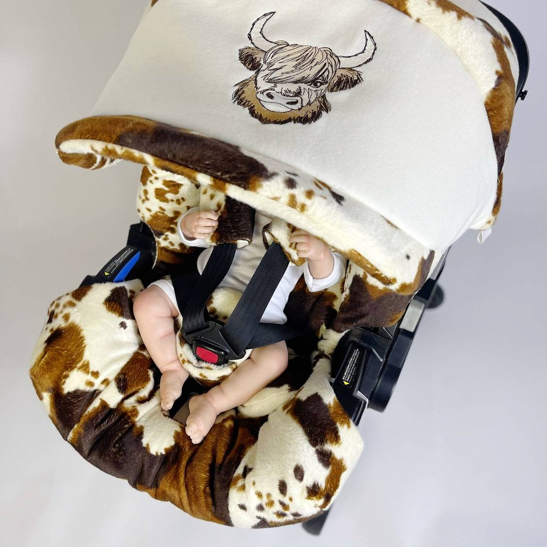 Cow Print Baby Car Seat Cover Set – Cozy & Padded Design – Boss and Baby