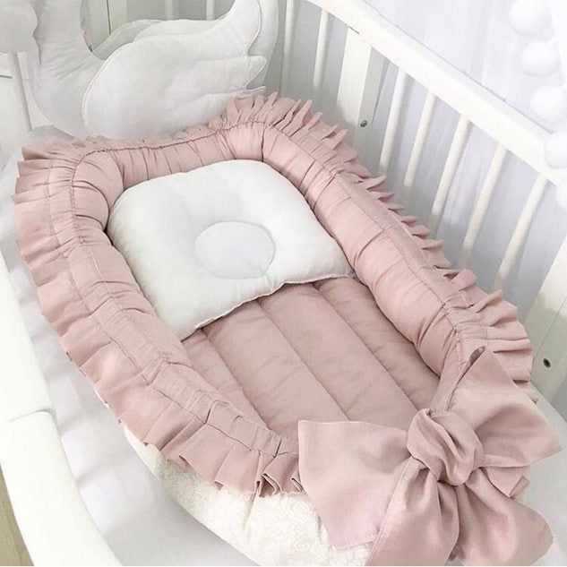 Organic Baby Nest Bed for Girls with Name Embroidery