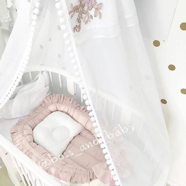Organic Baby Nest Bed for Girls with Name Embroidery