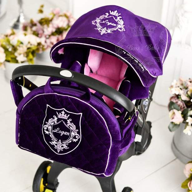 Personalized Purple Infant Car Seat Cover & Accessories