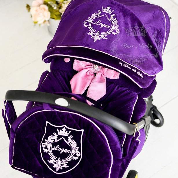 Personalized Purple Infant Car Seat Cover & Accessories