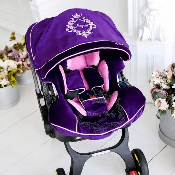 Personalized Purple Infant Car Seat Cover & Accessories