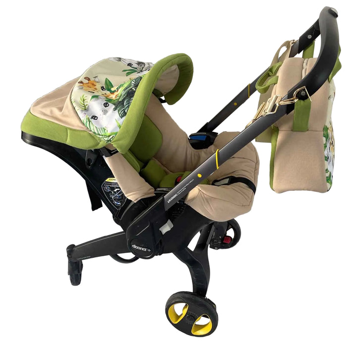 Personalized Safari Car Seat Cover Set with Diaper Bag