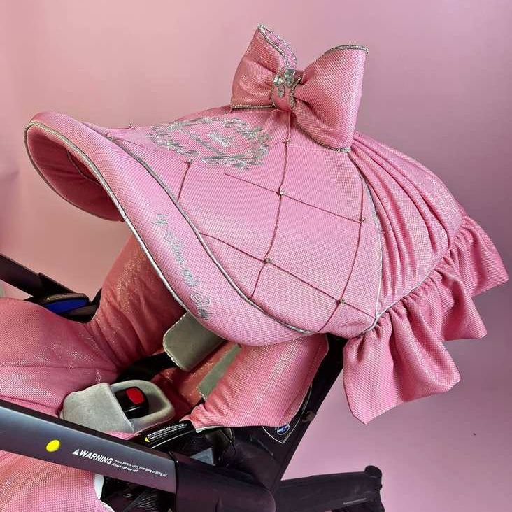 Pink Rhinestone Baby Car Seat & Stroller Cover with Bag