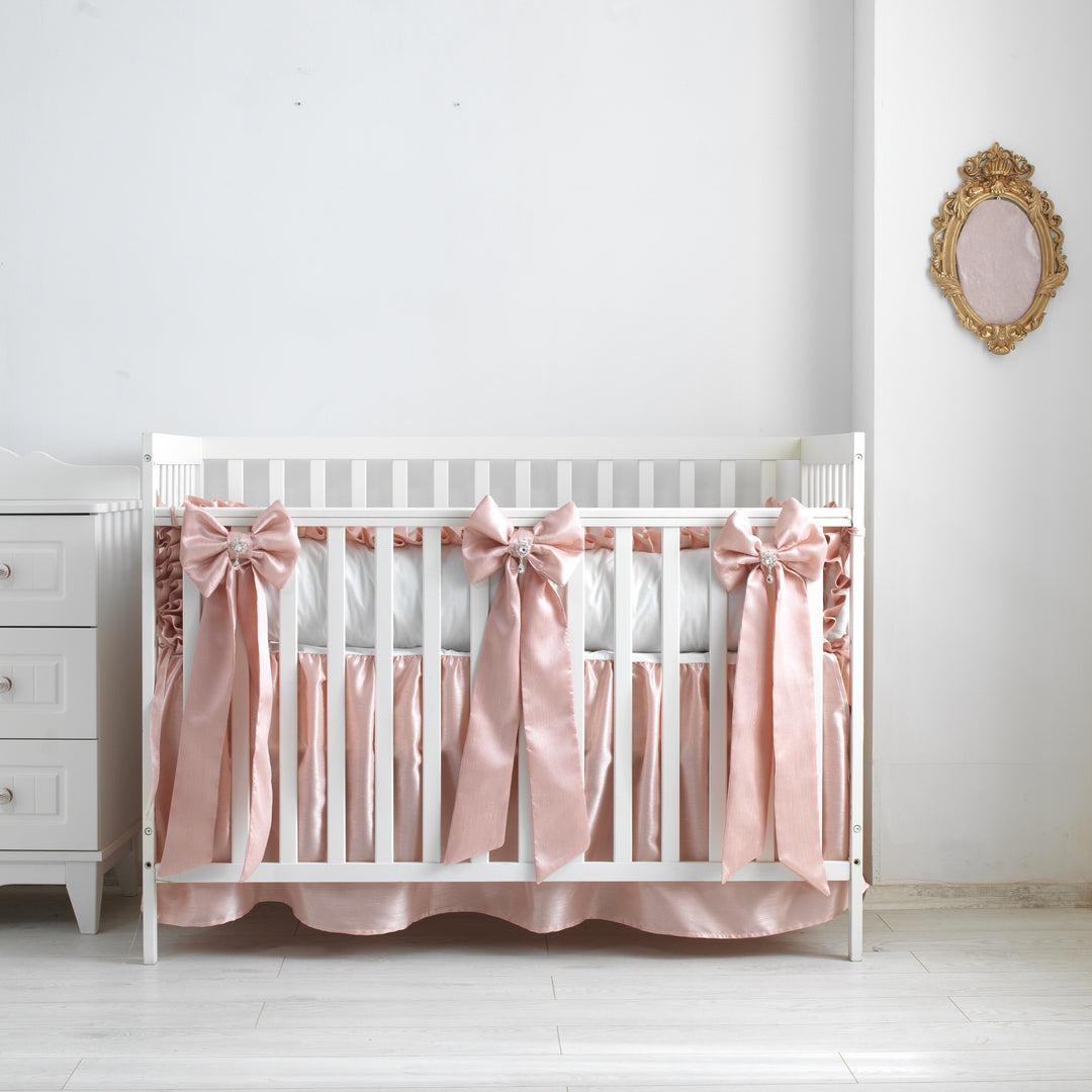 Pink Ruffled Crib Bedding Set