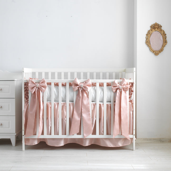 Pink Ruffled Crib Bedding Set