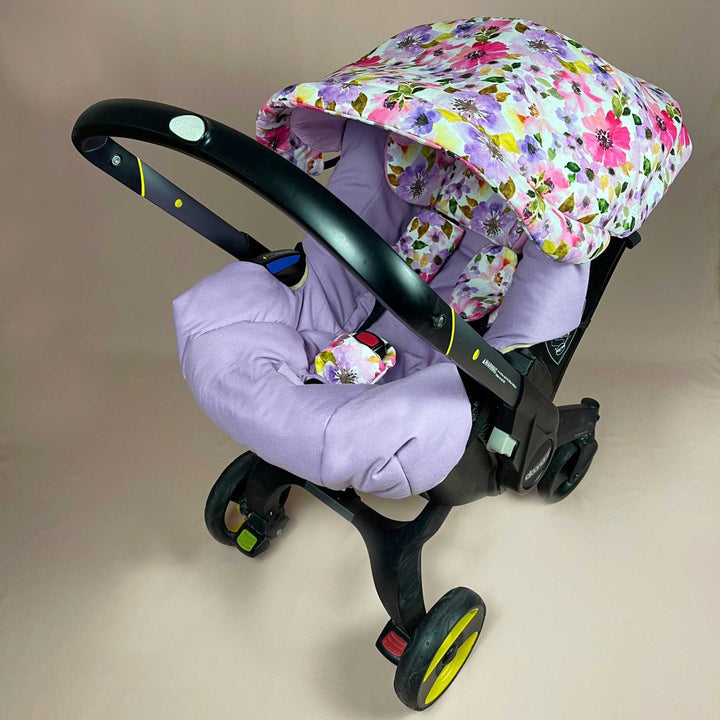 Purple Floral Baby Car Seat & Stroller Cover – Stylish & Protective