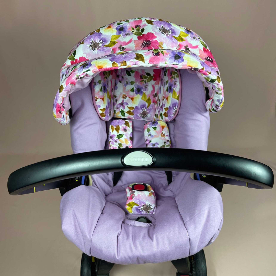 Purple Floral Baby Car Seat & Stroller Cover – Stylish & Protective