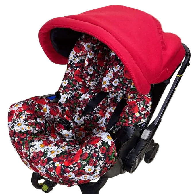 Red Flower Baby Car Seat & Stroller Cover – Cute & Protective