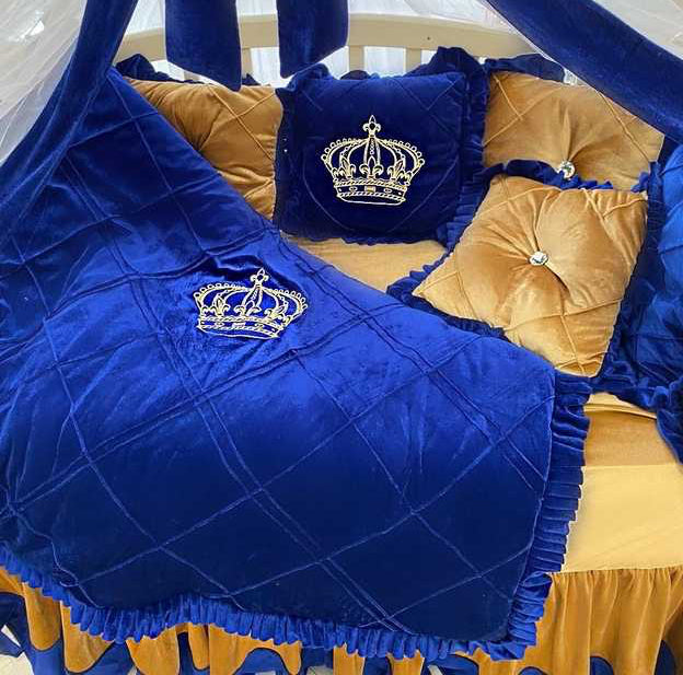 Royal Blue & Gold Baby Crib Bedding Set