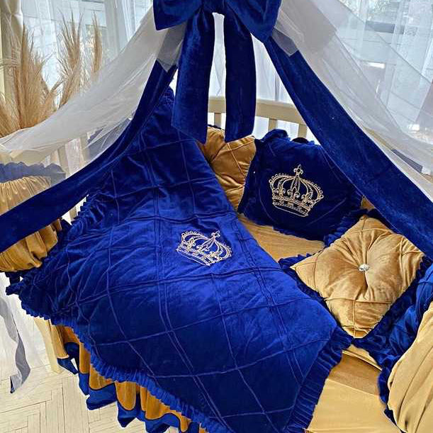Royal Blue & Gold Baby Crib Bedding Set