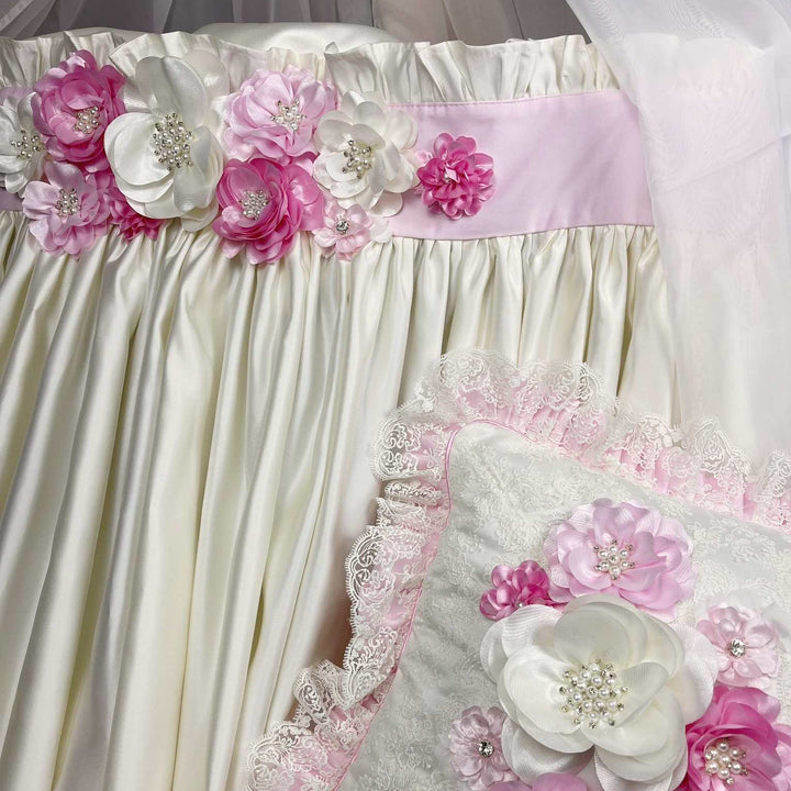 Custom Ruffled Floral Baby Girl Crib Bedding Set