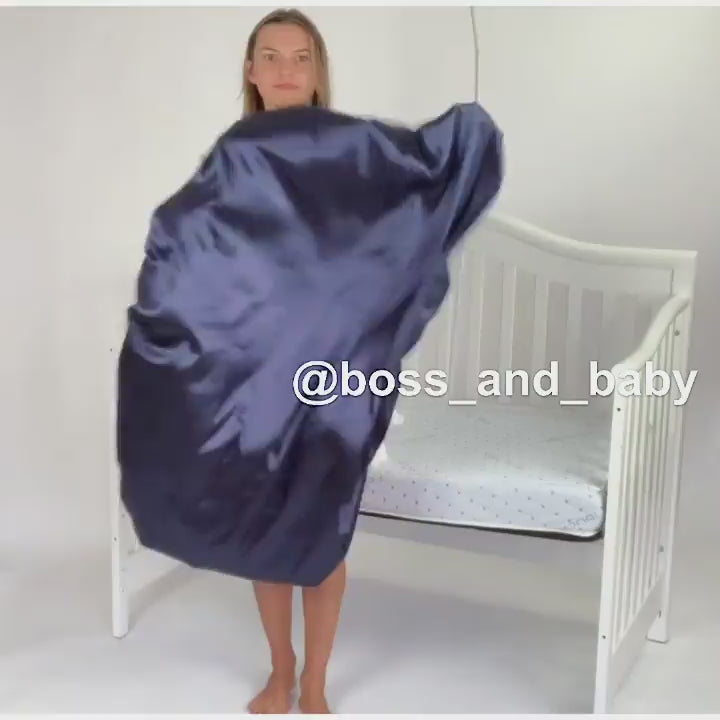 Luxury Royal Blue & Ivory Baby Bedding Set with Canopy