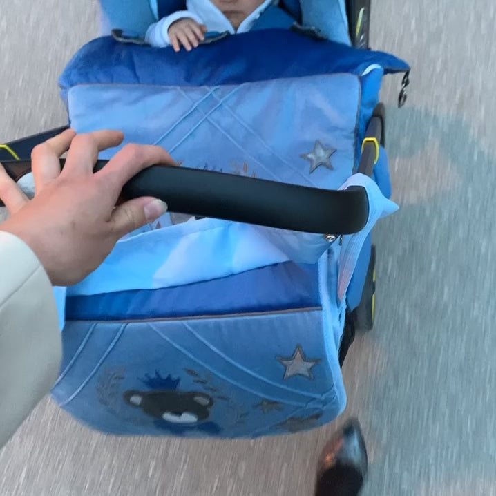 Personalized Blue Baby Car Seat Cover Set with Bear Design