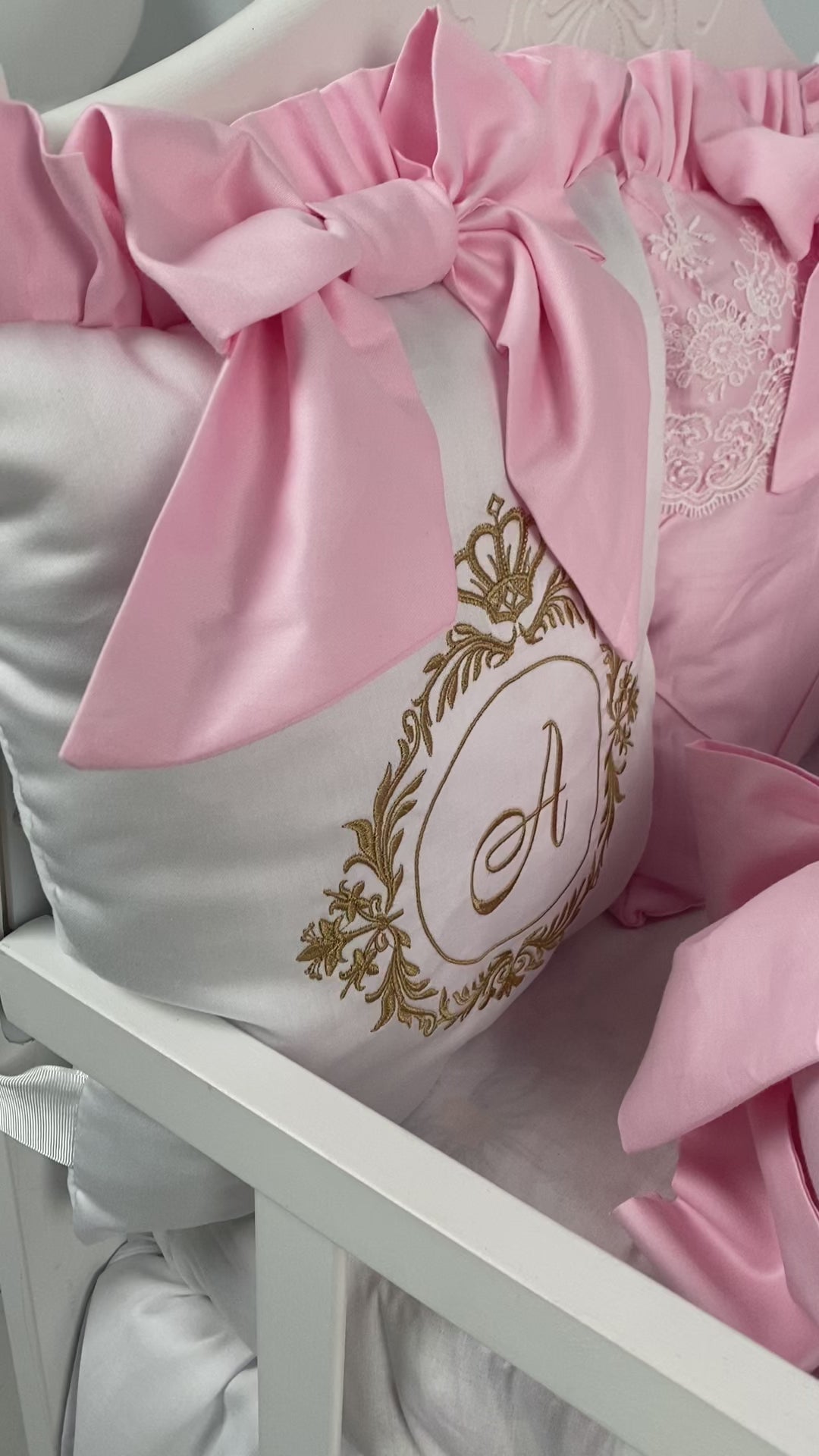 Premium organic cotton satin fabric ivory baby bedding video