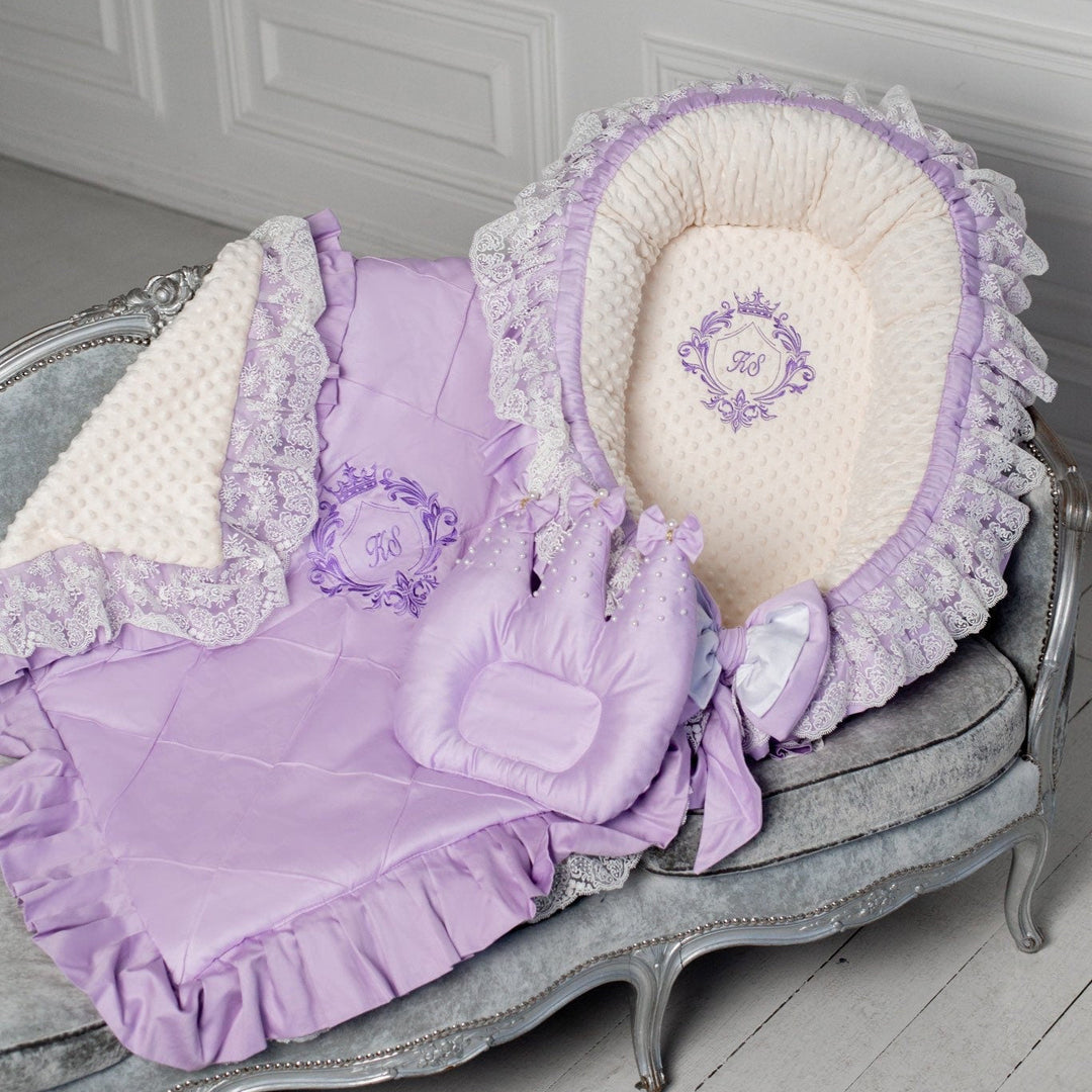 Personalized Lavender Baby Nest & Lounger – Newborn Sleeper