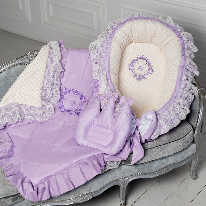 Personalized Lavender Baby Nest & Lounger – Newborn Sleeper