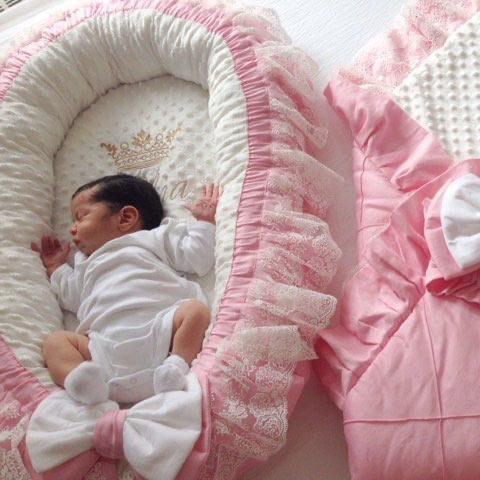 Personalized Pink Baby Blanket with Ruffles